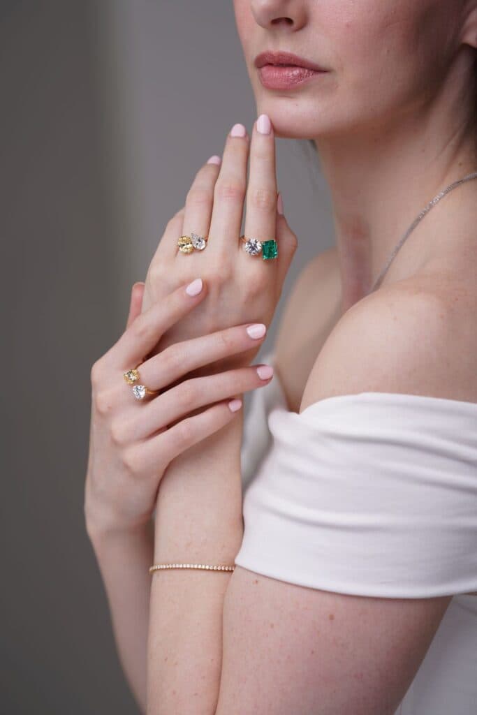 Toi et moi rings and tennis bracelet handcrafted in Toronto