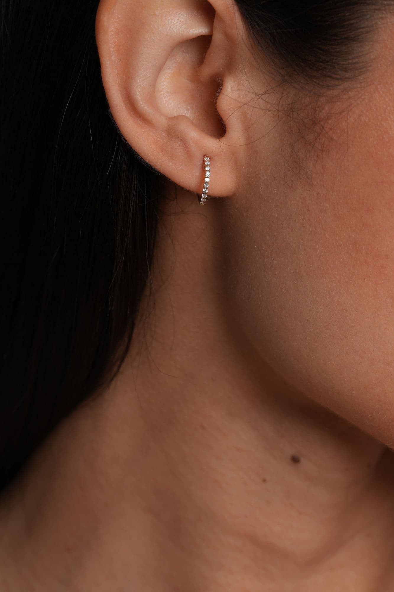 No-Edge Diamond Huggie Earring - custom fine jewellery by OROSERGIO Toronto