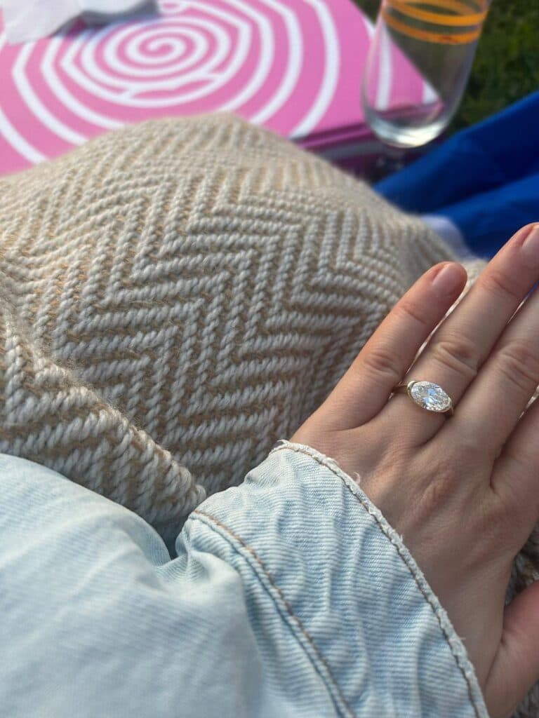 OROSERGIO client wearing a custom engagement ring